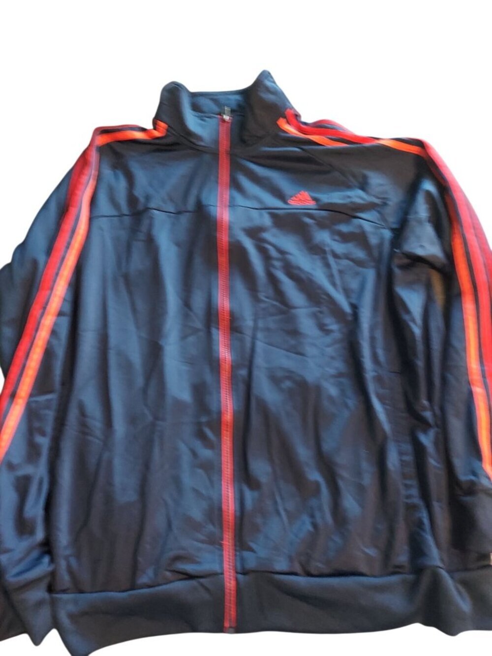 Adidas Climalite Black & Red Full-Zip Jacket XL With Striped Sleeves 1509